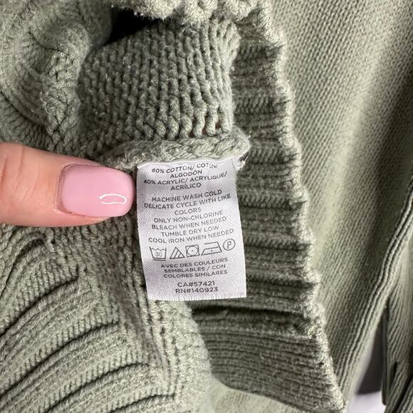 LOFT Women’s Sage Green Longline Chunky Knit Wool Blend Cardigan Sweater Size XS - Picture 4 of 6